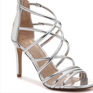 New Ria Silver Strappy Heeled Sandals